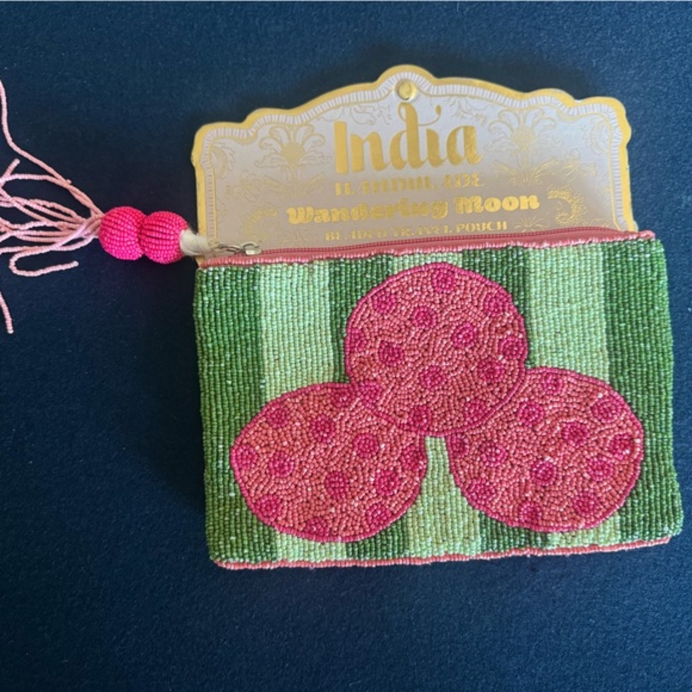 Beaded Green and Pink Pouch- such a fun clutch to add a pop of color to any day